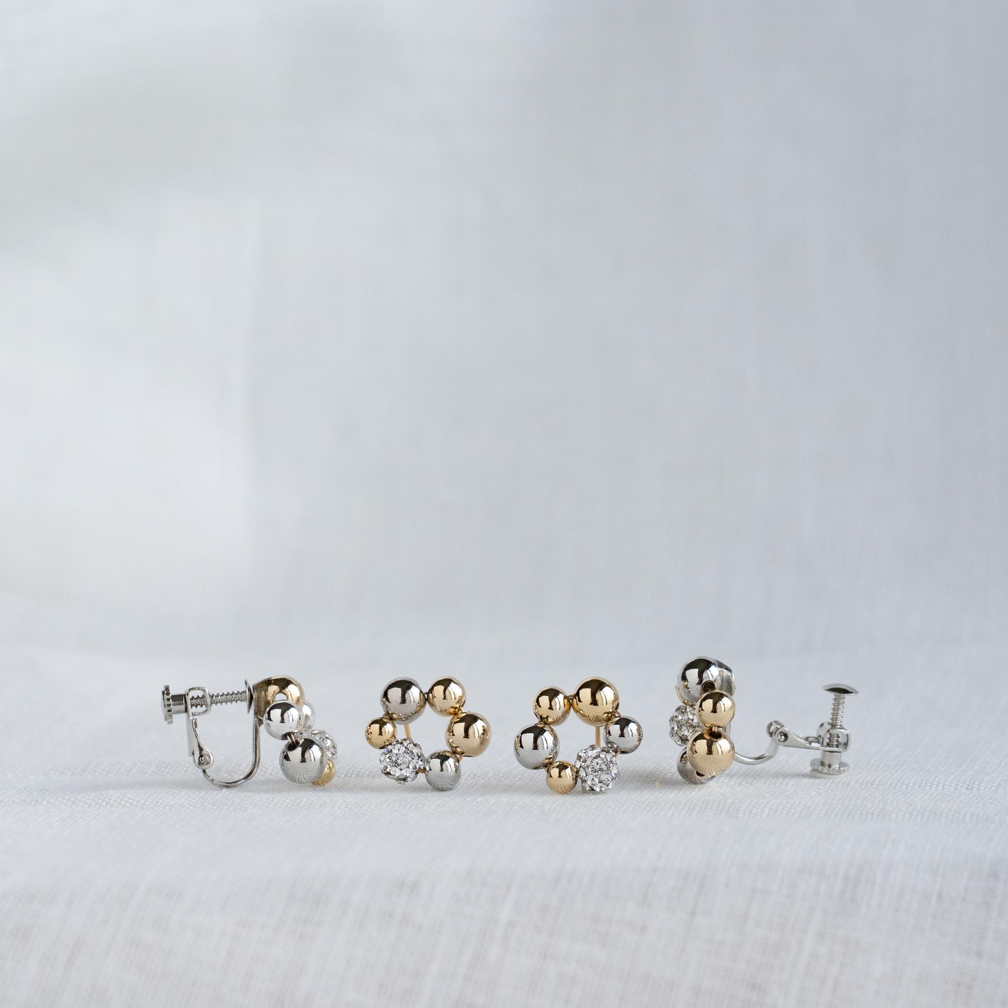 Creema限定新春福袋2026(梅)クリスタルガラスのパヴェがキラリ☆の耳飾りとお楽しみの耳飾り2つのセット | 4枚目